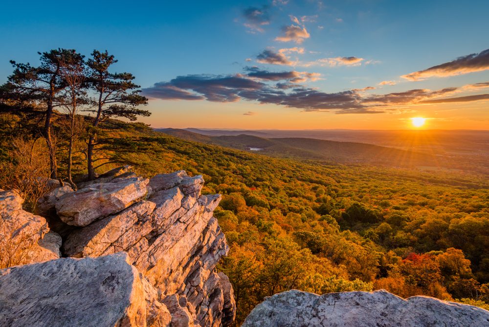 Sunset view of Appalachian Trail